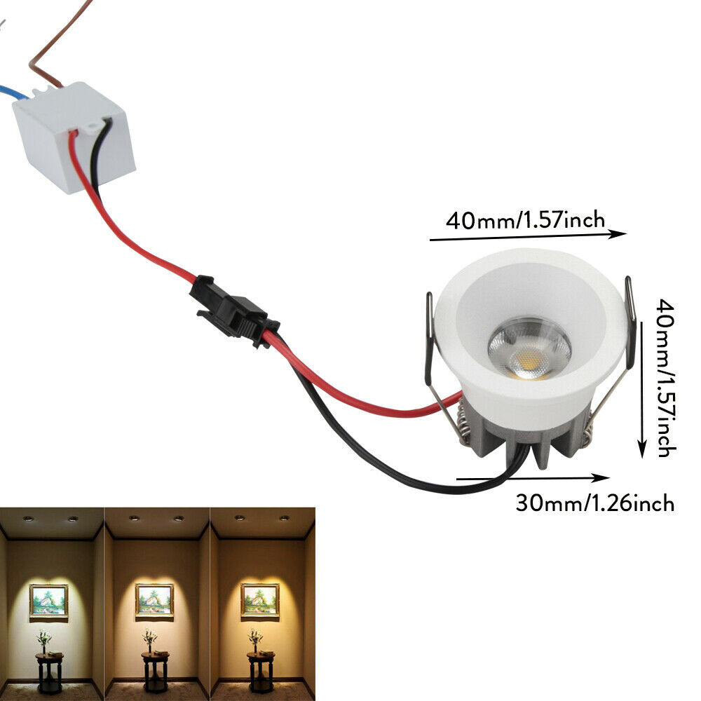Mini 3w Led Cob Downlight Ceiling Recessed Cool Neutral Warm White Dimmable 40mm gallery