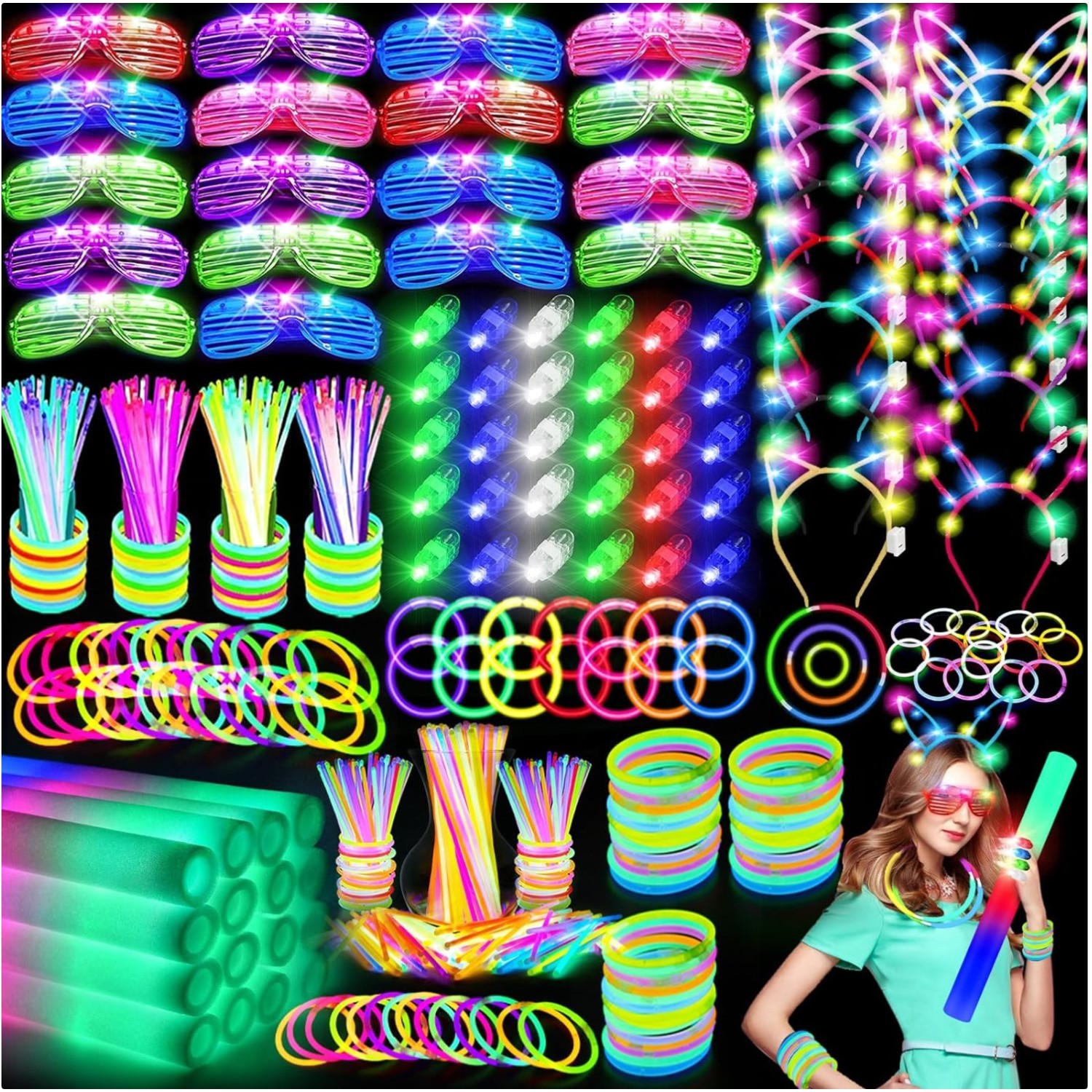 Ultimate Glow Party Kit: 282 Neon Decorations for Weddings, Birthdays & Concerts gallery