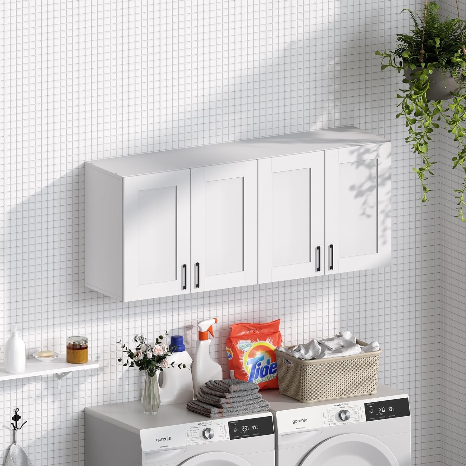 White Laundry Room Cabinets & Storage W/ 4 Doors & Utility Adjustable gallery