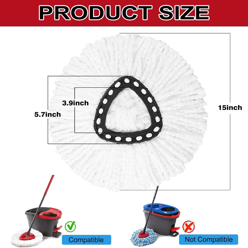 12 Pack Spin Mop Replacement Heads, 100% Microfiber Spin Mop Refill for Easy Wri gallery