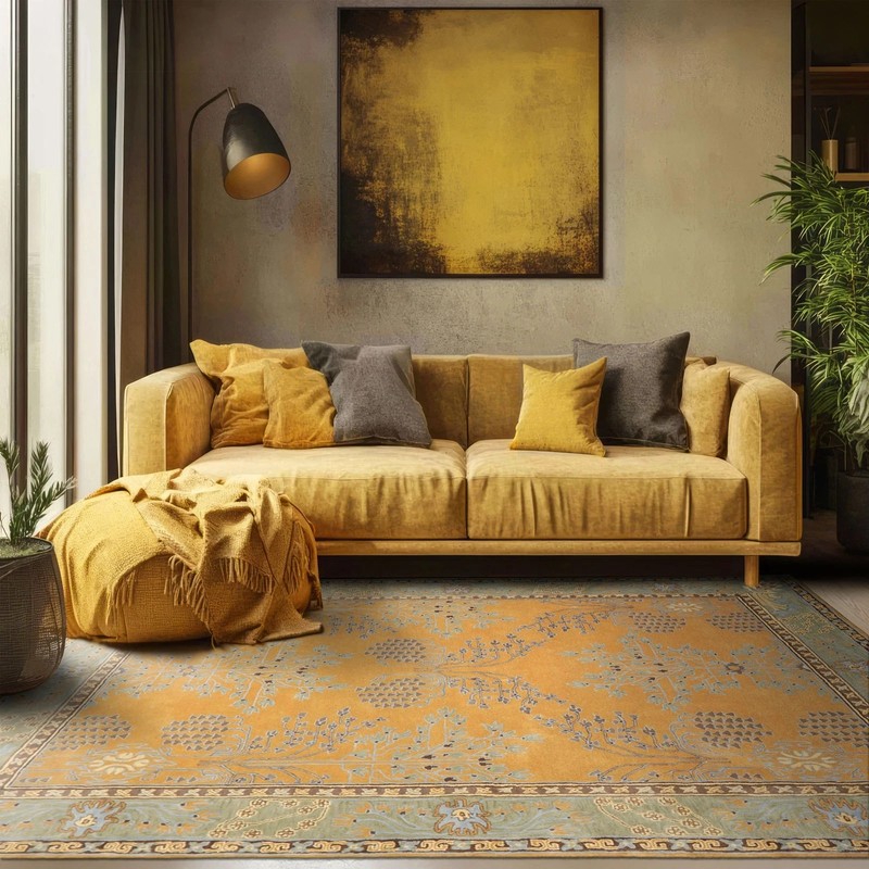 Multi Size Gold Brown Hand Tufted Arts & Crafts/Mission Donegal Wool Area Rug gallery