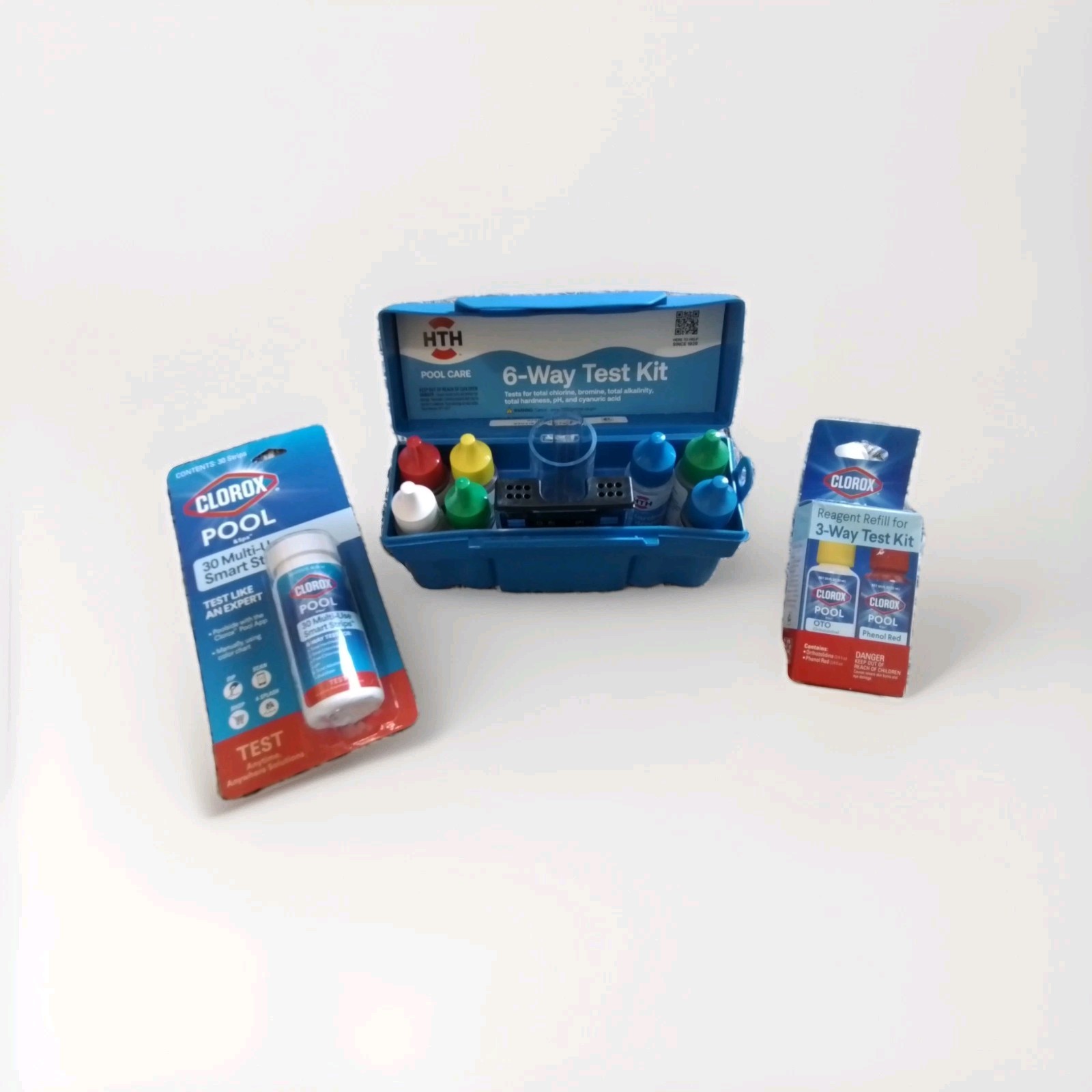 HTH Pool Care 6-Way Test Kit for Swimming Pools, 30x Test Strips, Refill Kit gallery