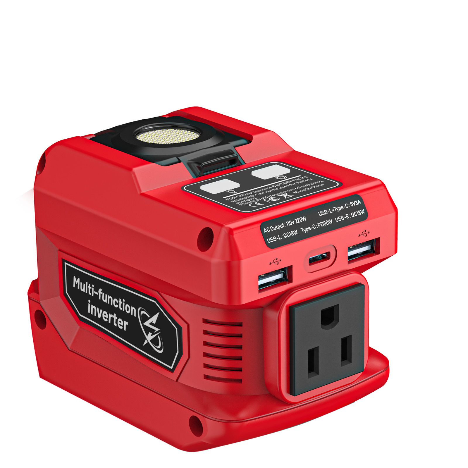 Portable Power Source Kit for Milwaukee 18V Battery AC DC Outlet 100W USB-C LED gallery