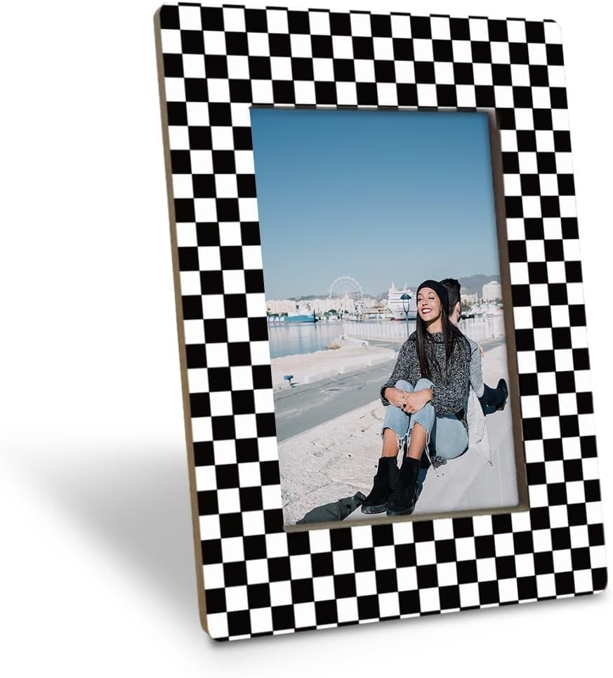 Black and White Checkered Picture Frame, Modern Geometric Pattern gallery