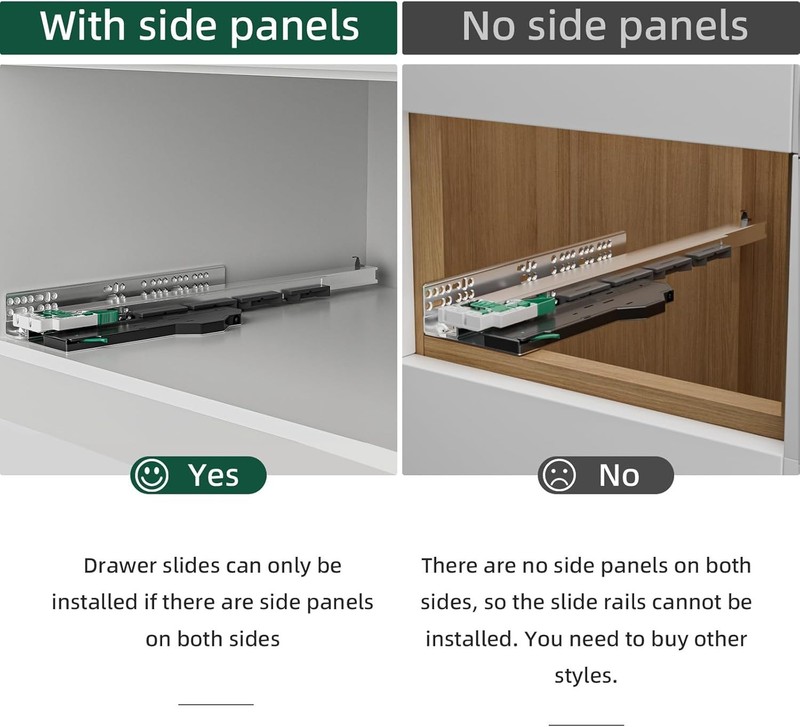 Push to Open + Soft Close Drawer Slide 12" 100 lb Dual Concealed Rails gallery