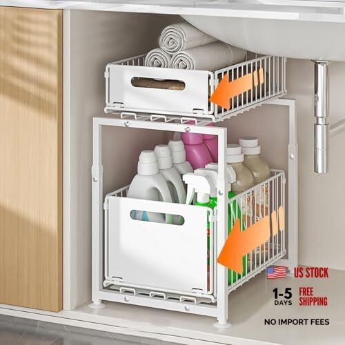 Under Sink Organizer, 2-Tier Multi-Use Kitchen and 1 Pack Style A White gallery