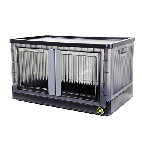 DBEST PRODUCTS 19 GALLON STACKABLE STORAGE BINS WITH DOORS, COLLAPSIBLE - GREY gallery