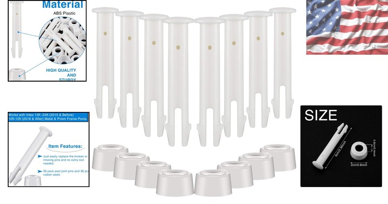 Reliable 36 Pcs ABS Pool Joint Pins & Seals - Compatible with Intex Pools gallery