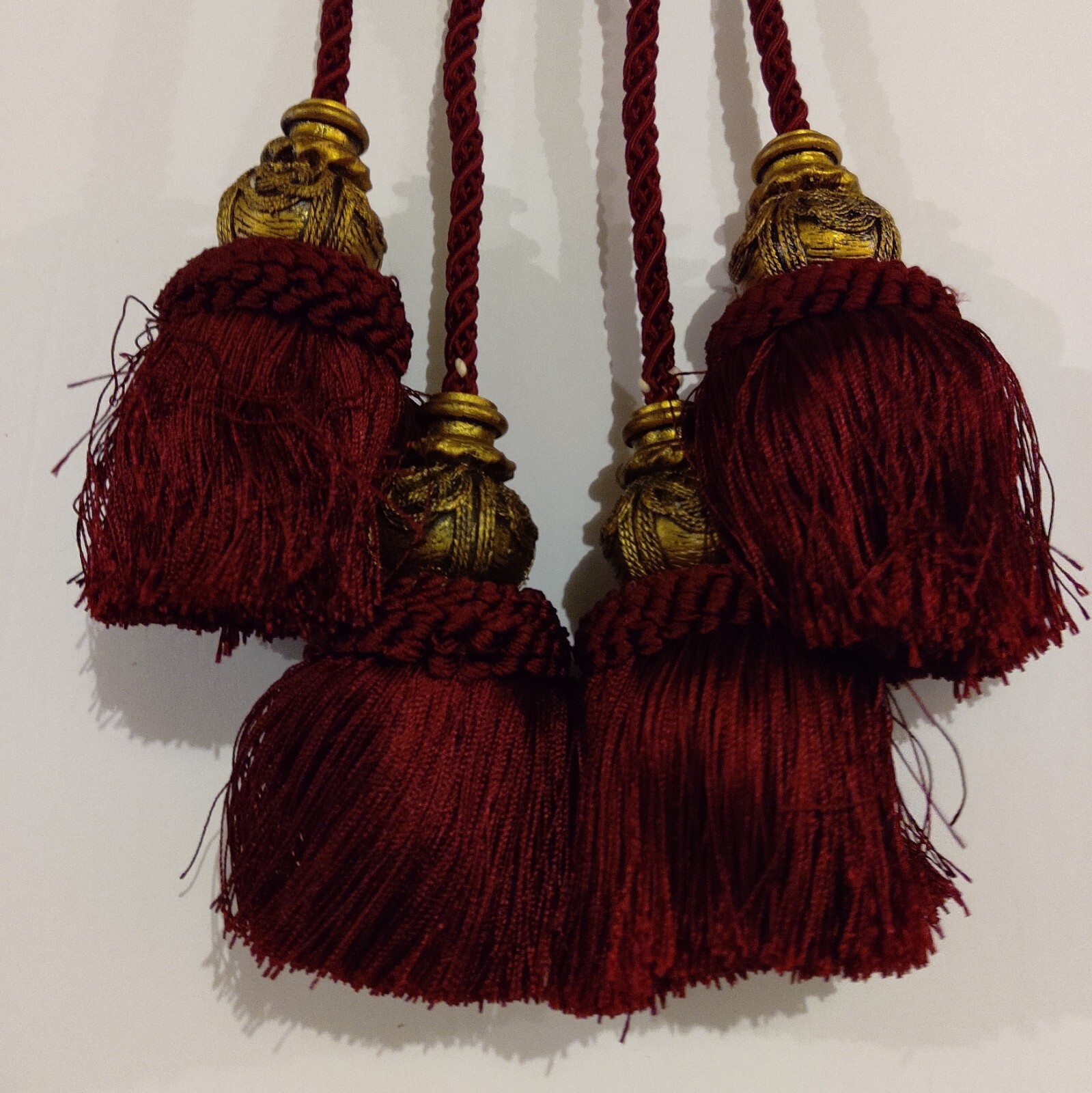 Hand Woven Curtain Rope Tie Back Window Burgundy Tassel. Tie back. 1 Set gallery