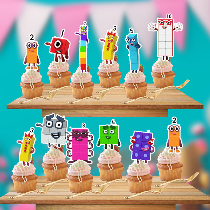 NUMBERBLOCKS CUPCAKE CAKE TOPPER BIRTHDAY SUPPLIES DECORATION THEME LIGHT gallery