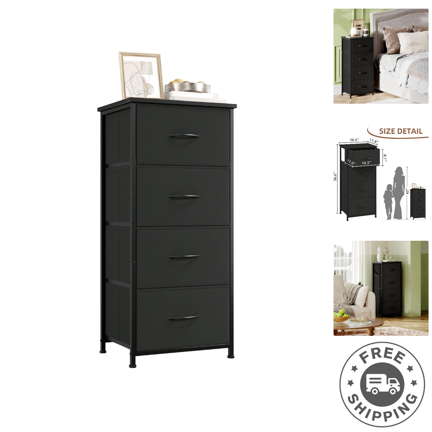 Compact 4 Drawer Dresser for Bedroom and Living Room - Stylish Storage Solution gallery