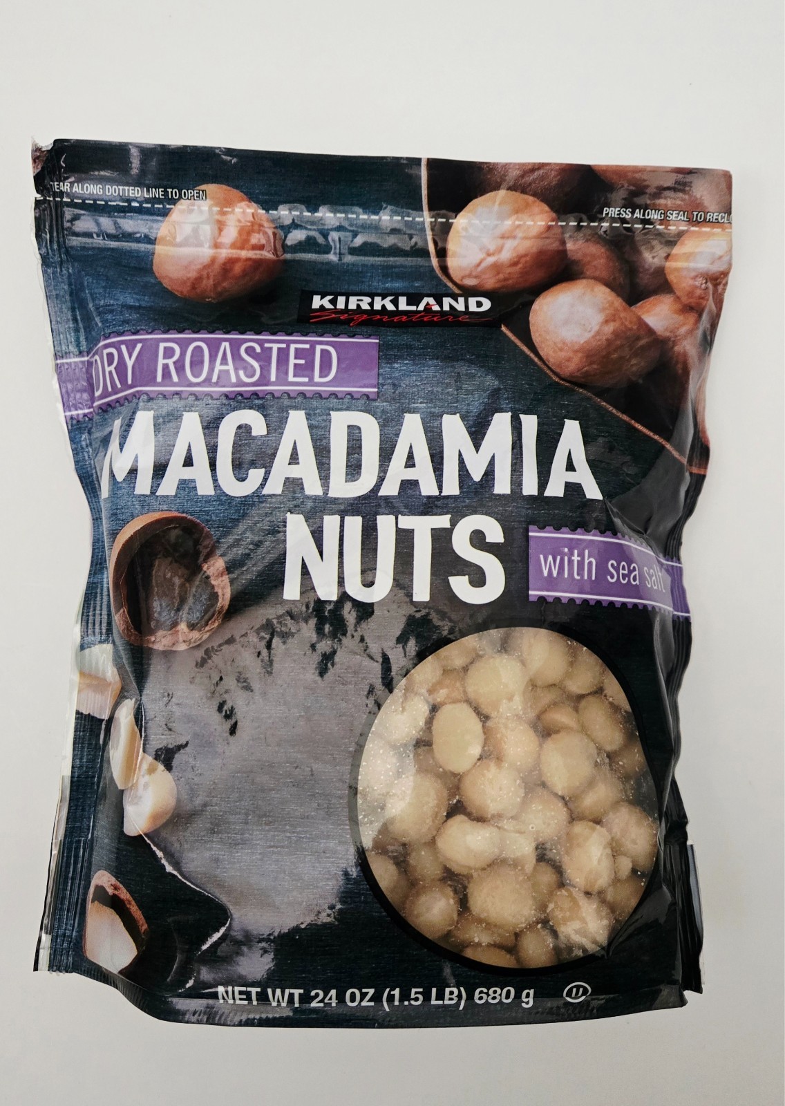 Kirkland Signature Dry Roasted Macadamia Nuts Sea Salt 2 x 24oz Bag 1.5lb gallery