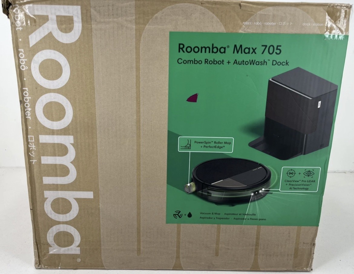 iRobot Roomba Max 705 Combo + AutoWash Dock - PowerSpin Mop, LiDAR Nav, NEW gallery