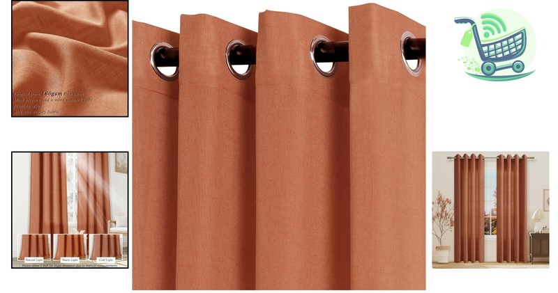 Versatile Light Filtering Terracotta Curtains 84-Inch - 2 Panels for All Rooms gallery