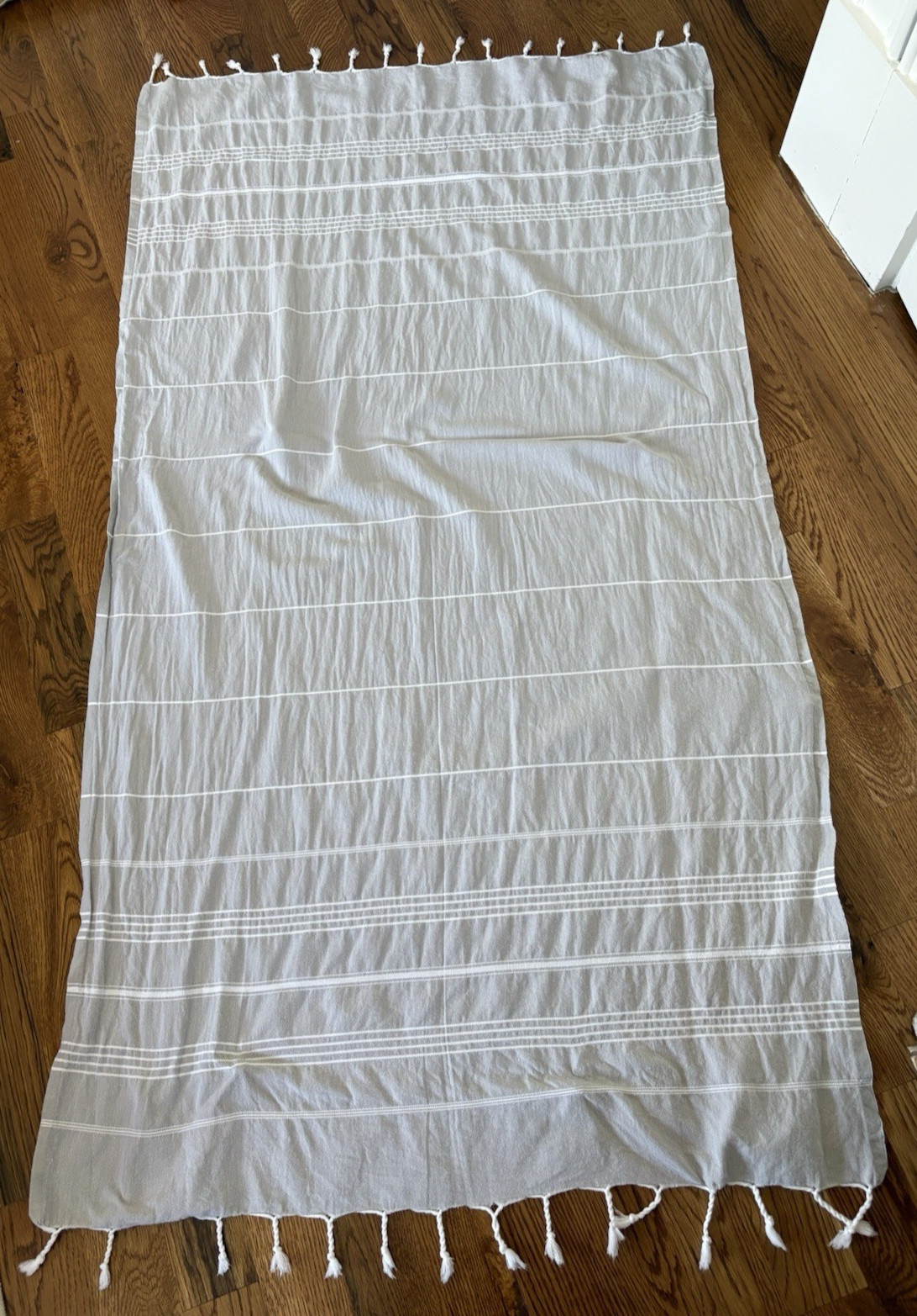 Linum Home Textiles Grey Turkish Cotton Beach Towel Striped Fringe gallery