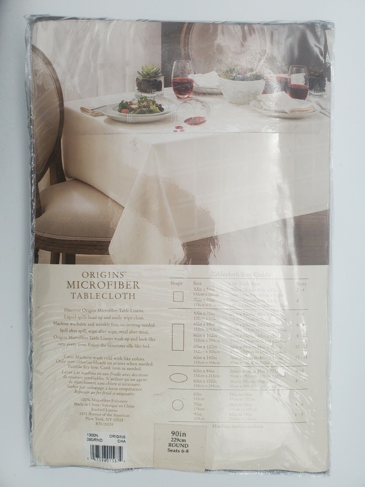 Origins Microfiber 90" In Round Spill Proof Gray Grey Tablecloth Round New gallery