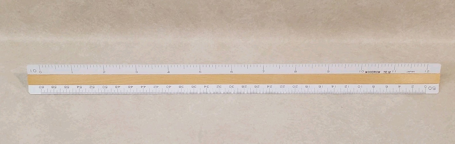 Woodrow # TE 12 Engineering Scale Ruler Wood & Plastic Triangluar Ruler gallery