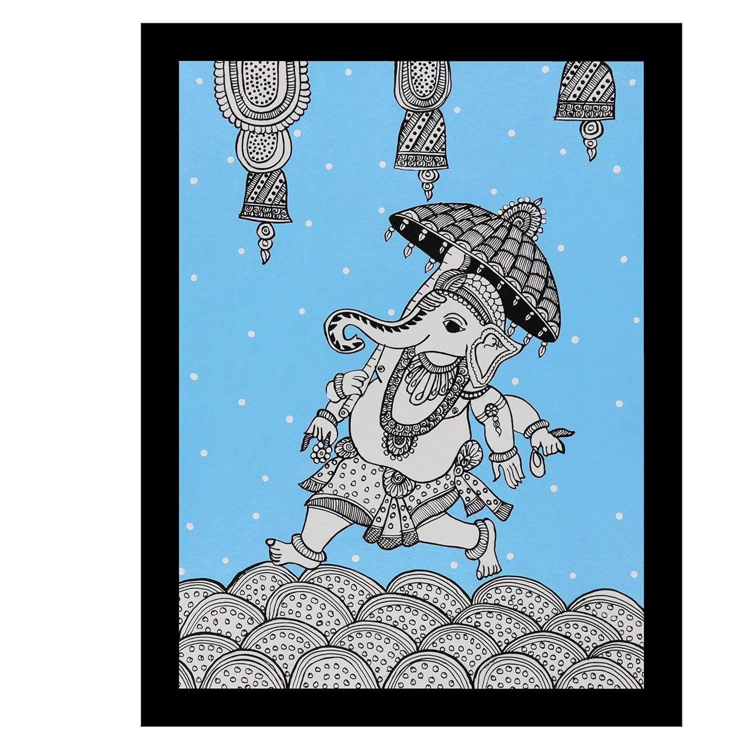 Handmade Kalamkari Ganesha Painting Framed (30x40 cm) - Original Indian Folk Art gallery