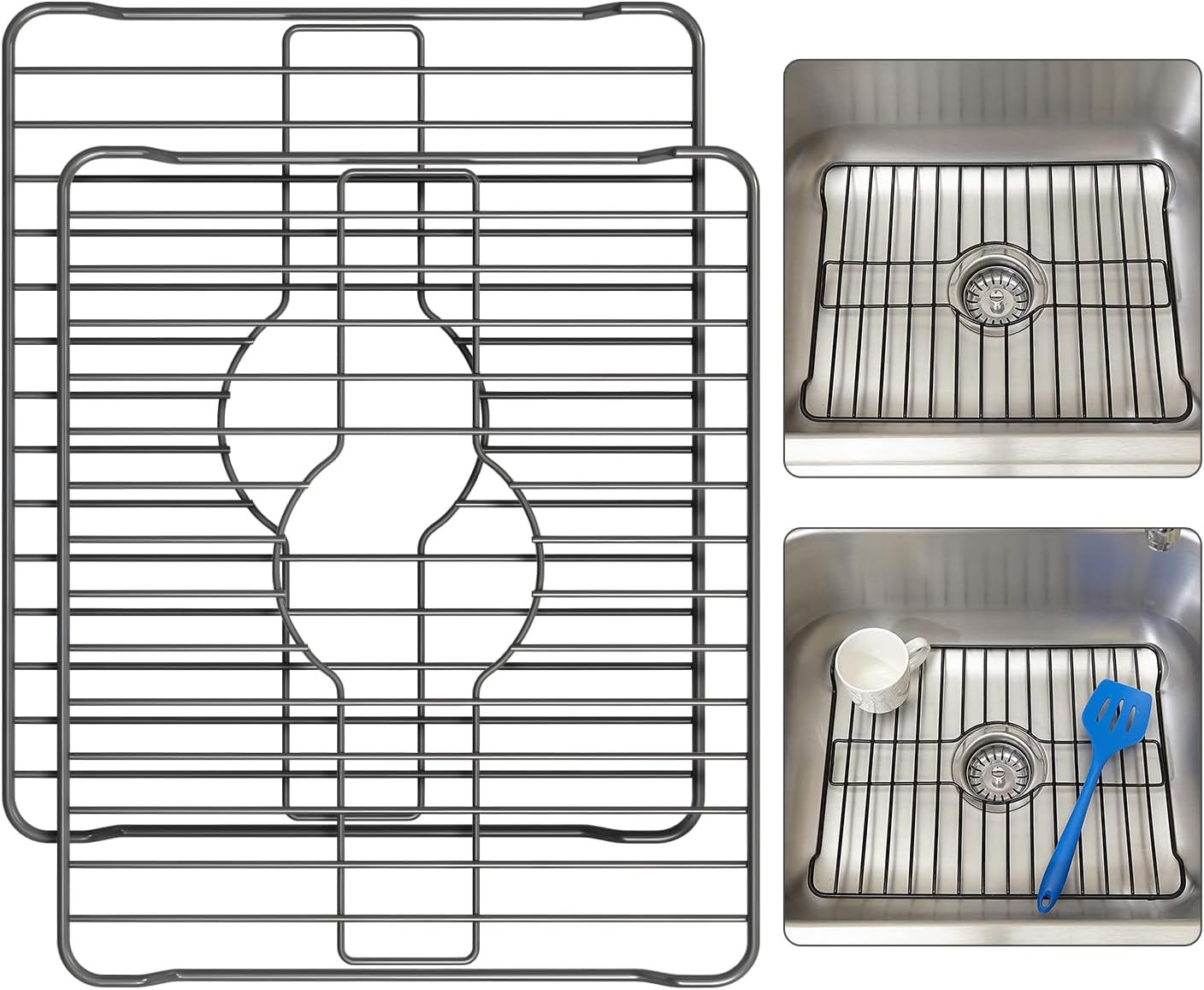 Sink Protectors for Kitchen Sink, Protective Metal Grid, 12X10.25X1 Inches, Blac gallery
