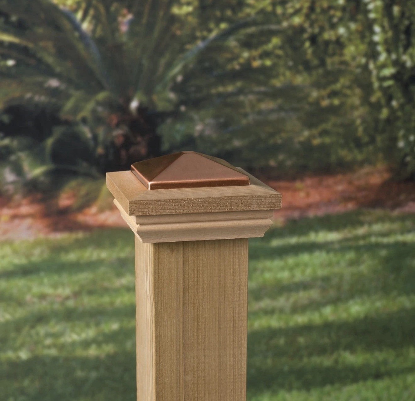 Deckorators 6 In. x 6 In. Plastic Top, Cedar Base Press-On Post Cap 72219 gallery