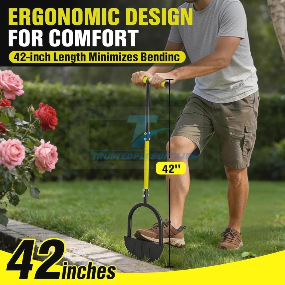 42" Manual Grass Edger Tool with V-Shape Serrated Blade Long Handle Garden Edger gallery