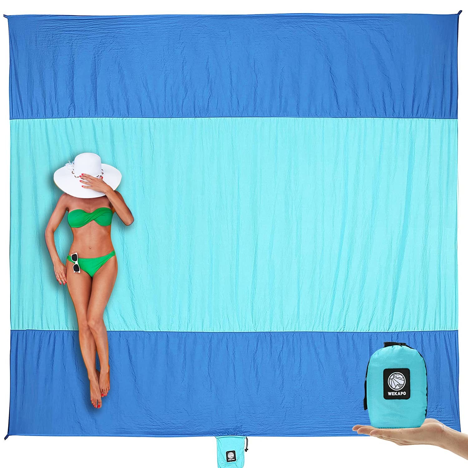 WEKAPO Beach Blanket Sandproof Waterproof Extra Large Beach Mat Oversized & gallery