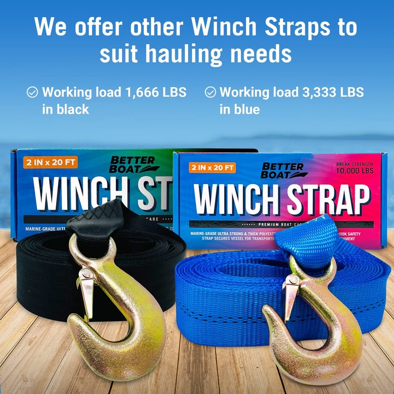Boat Trailer Winch Strap with Hook Replacement 2" x 20' gallery