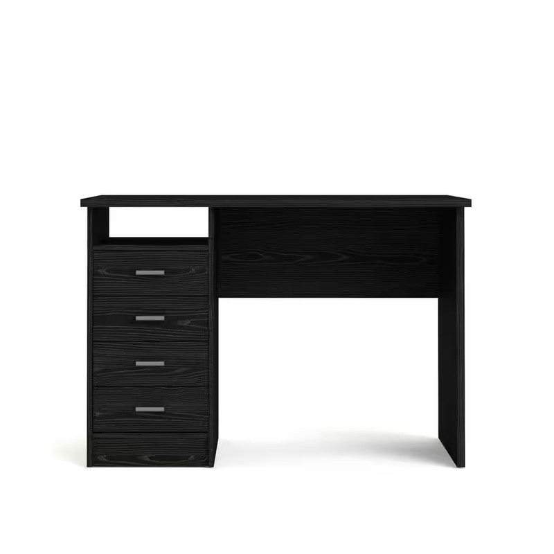 44 In. Rectangular Black Woodgrain 4 Drawer Writing Desk with Built-In Storage gallery