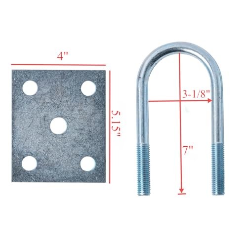 2 Pack U Bolt Mounting & Plate Kit for 6,000 lb / 7,000 lb Trailer Axle (for gallery