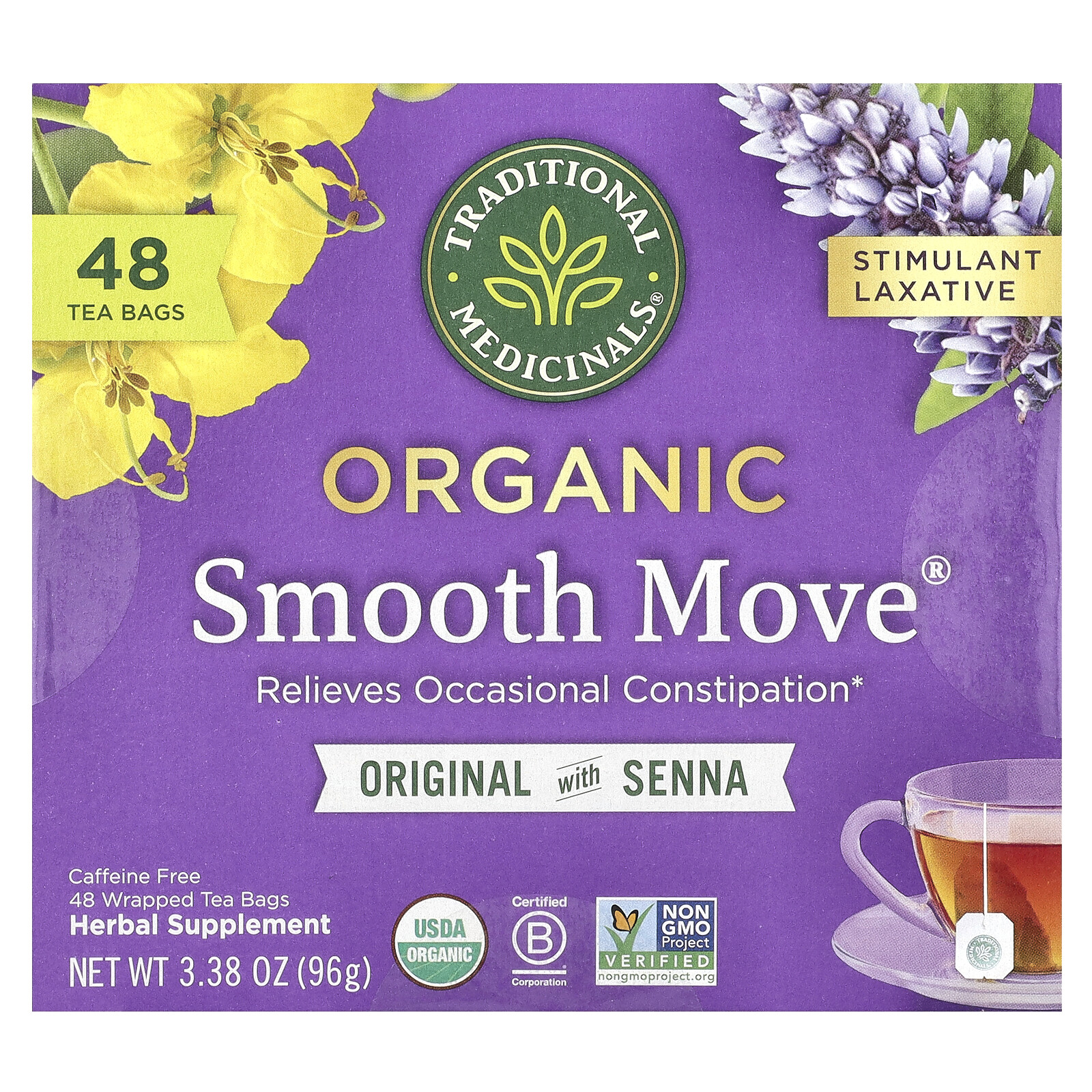 Organic Smooth Move, Caffeine Free, 48 Wrapped Tea Bags, 3.38 oz (96 g) gallery