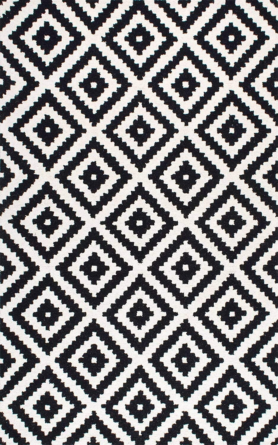 Black/White Hand Tufted Loop Carpets Geomatric Design Living Room Sofa Hall 6x9 gallery