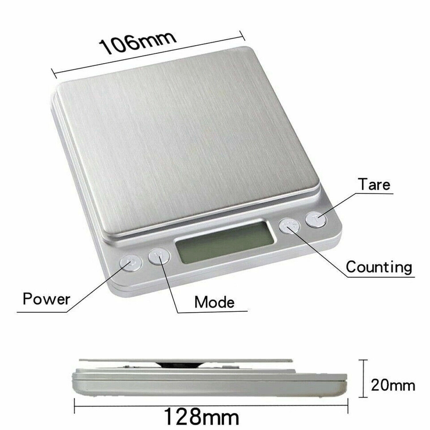 Digital Weight Scale Kitchen Jewelry Gold Grain Food MiniSize Gram 2000g x 0.1g gallery