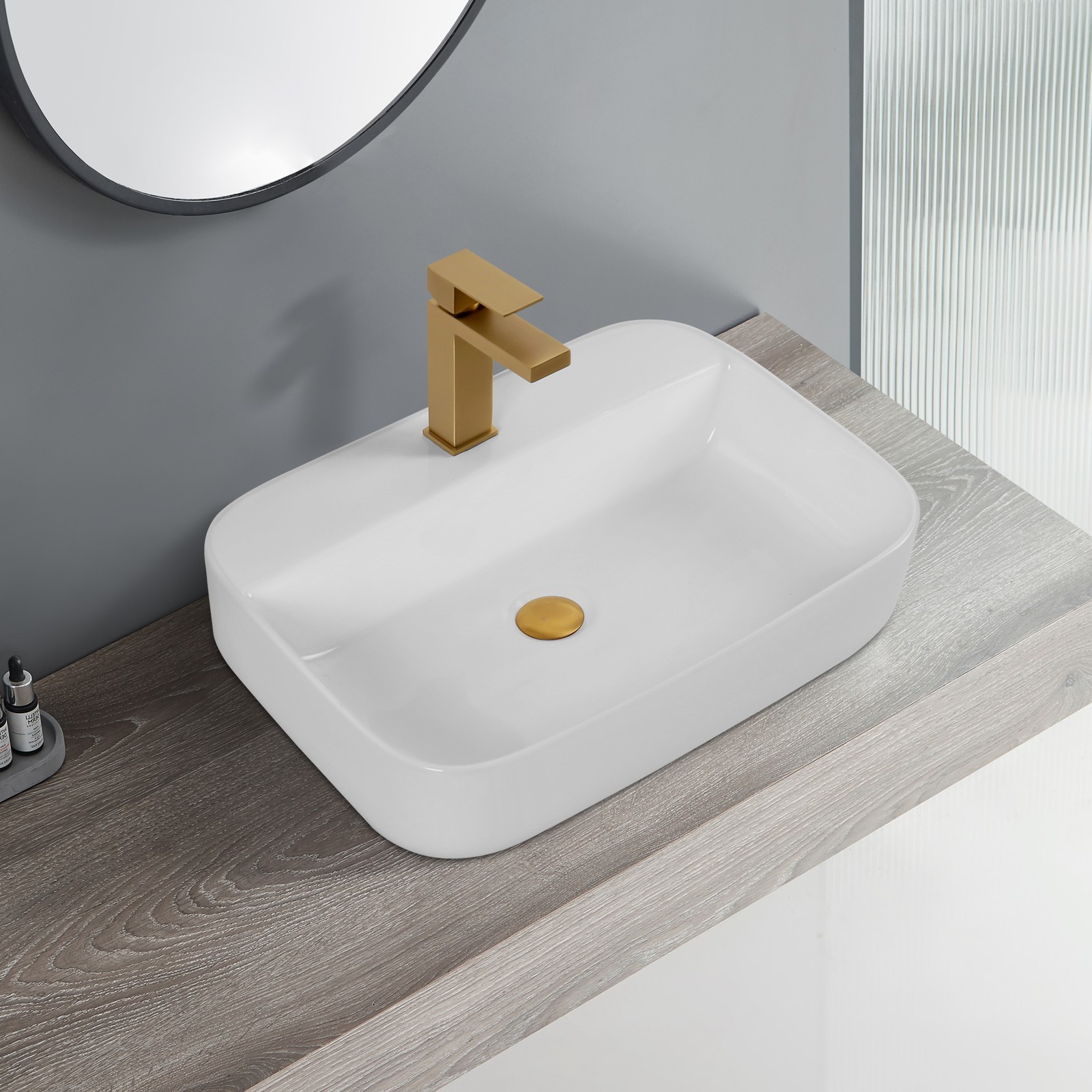 Bothwa Home Rectangular Ceramic Vessel Sink White Countertop Basin CUPC gallery