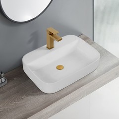Bothwa Home Rectangular Ceramic Vessel Sink White Countertop Basin CUPC