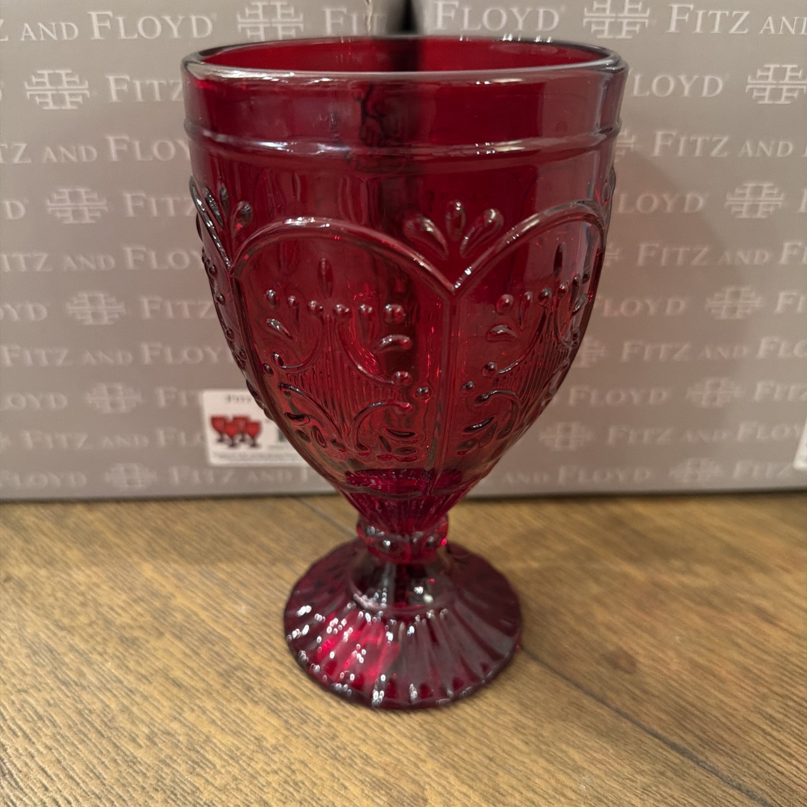 Fitz and Floyd Trestle Red Glass Goblets 8 Pc Set Ornate NIB - 2 Boxes gallery