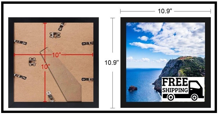 10X10 Black Picture Frame, Tabletop and Wall Mounting, Decoration for Photos, Pa gallery