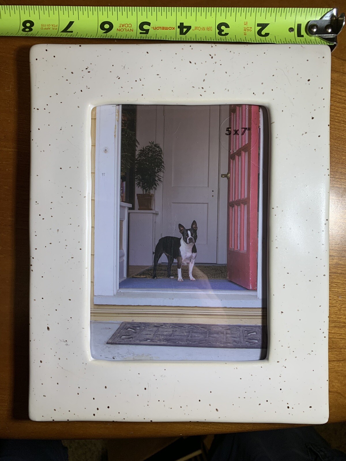 5x7 Stoneware Photo Picture Frame, freestanding or hanging portrait / landscape gallery