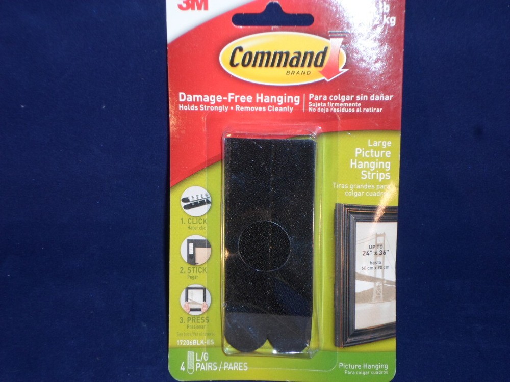 Command 3M Damage Free Large Picture Hanging Strips Black NIP D4