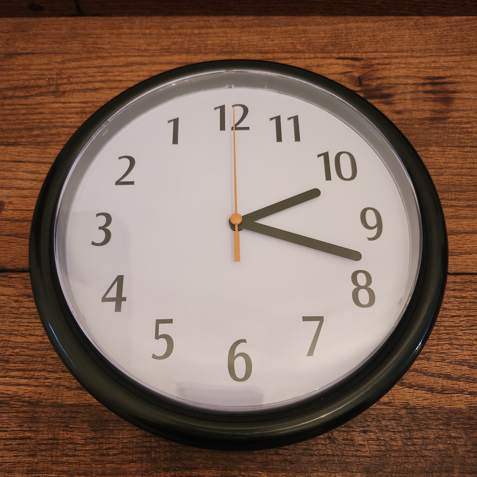 Funny Black Backwards Wall Clock (9") Large Numbers. Runs Counterclockwise gallery