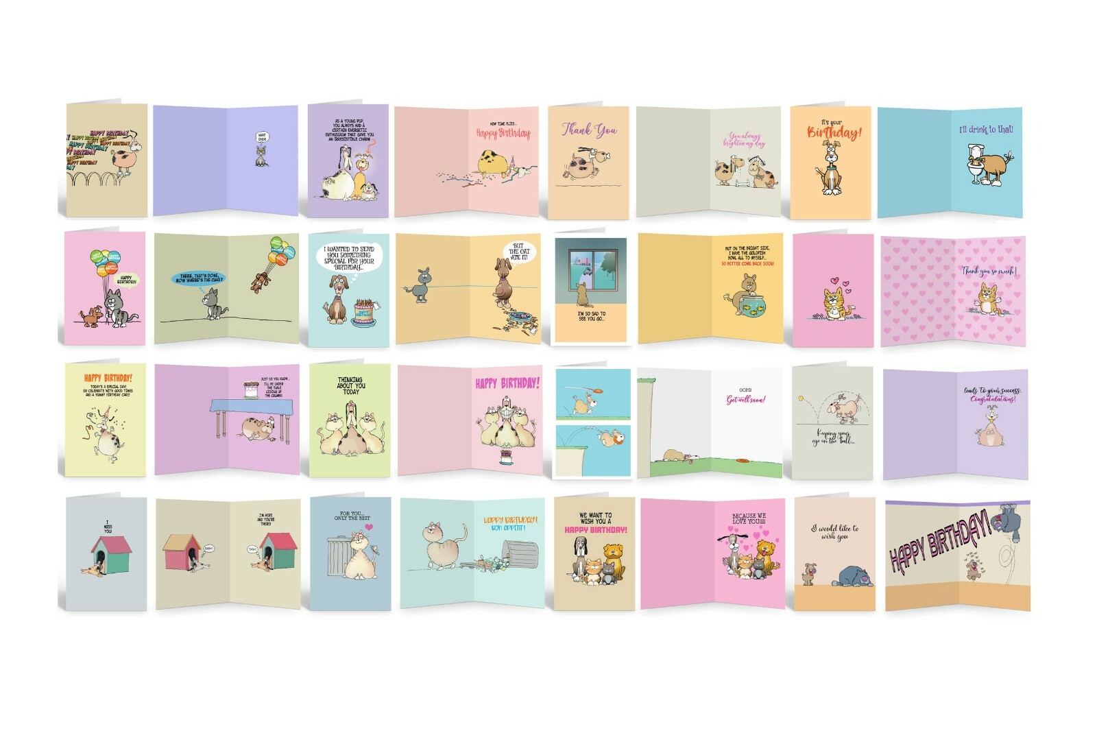 Funny Dog Card Assortment -USA Made- Funny Cat Assorted Cards - All Occasion-744 gallery