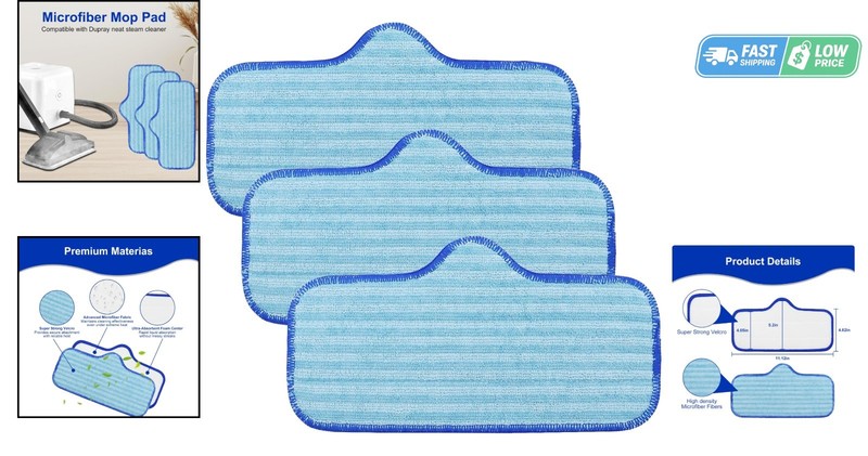 Machine Washable Microfiber Replacement Pads for Dupray Steam Cleaners - 3 Pack gallery