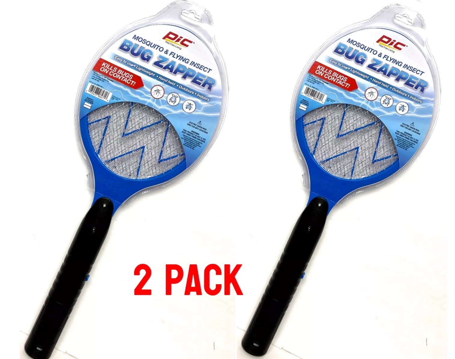 2 PACK Electric Swatter Fly Handheld Mosquito and Flying Insect Bug Zapper gallery