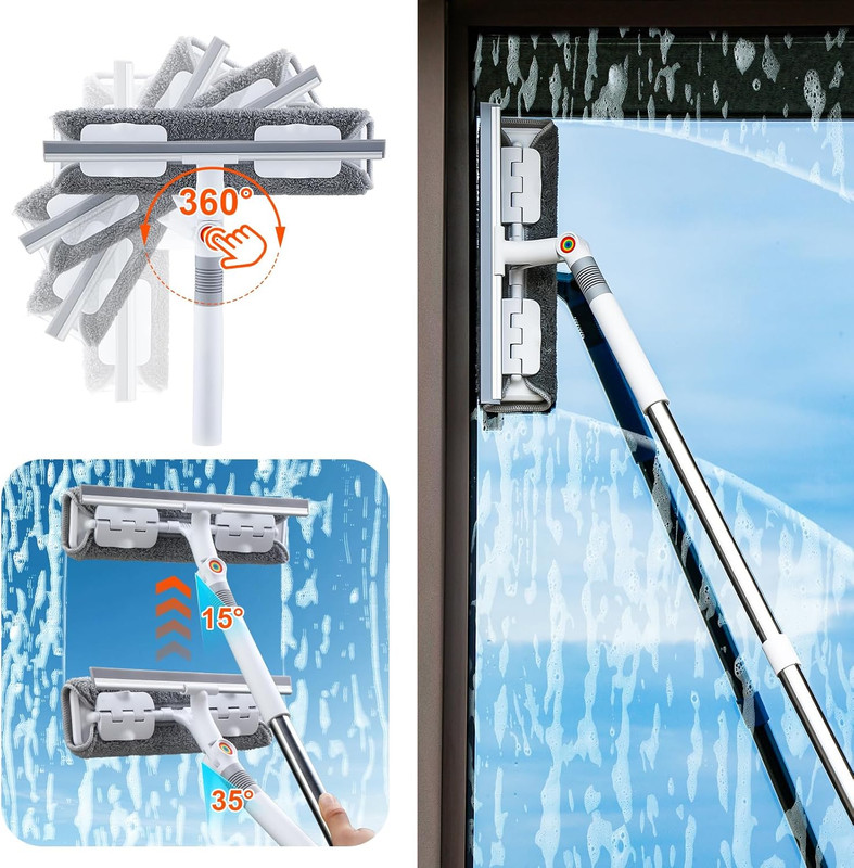 126‘’ Squeegee for Window Cleaning, 2-In-1 Window Cleaner Tool with Extension Po gallery