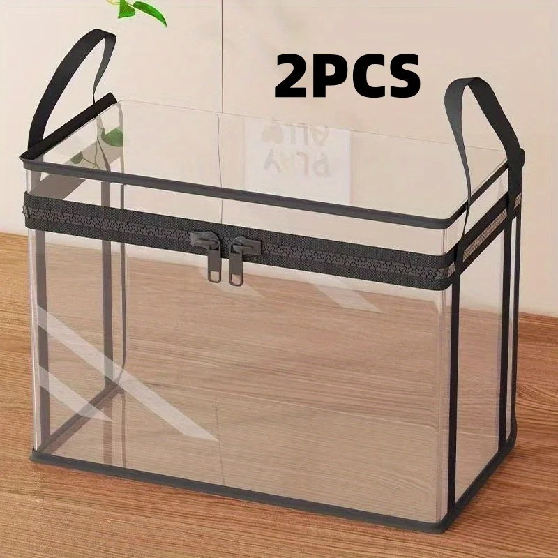 2-Pack Transparent Storage Boxes Foldable Plastic Organizer with Lid Large gallery