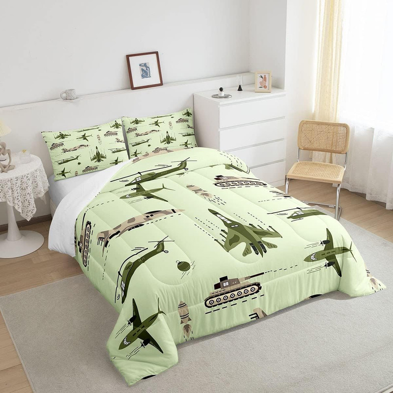 3D Army Helicopter Comforter Airplane Tank Comforter Set for Kids Boys Girls Tee gallery