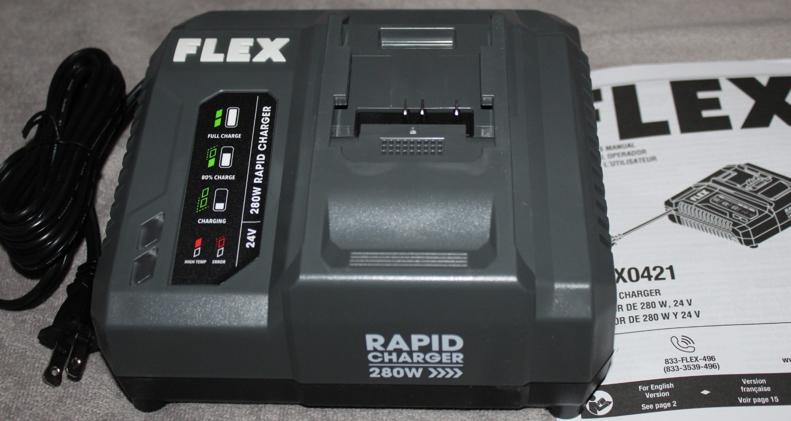 FLEX High Power 280W 24 Volt Rapid Charger 24V FX0421 Built In Processor NEW gallery