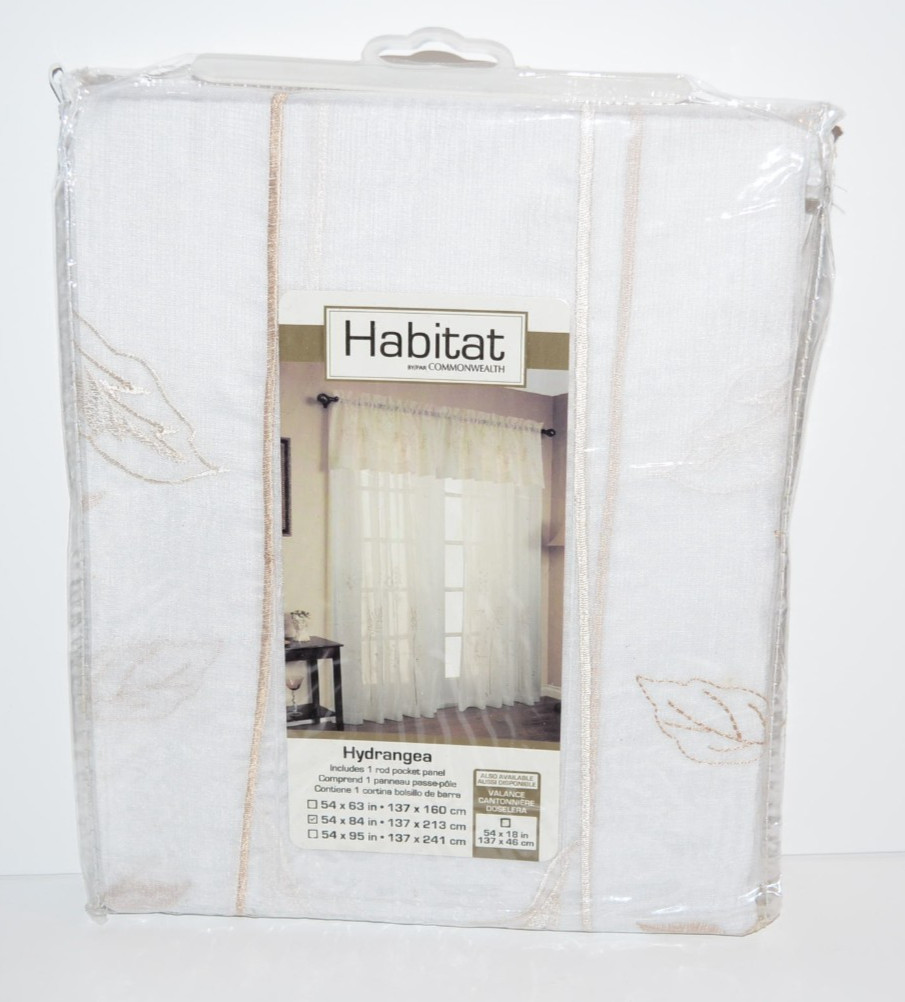 Habitat Hydrangea Rod Pocket Curtain Panel Window 54 x 84 in White New 1 panel gallery