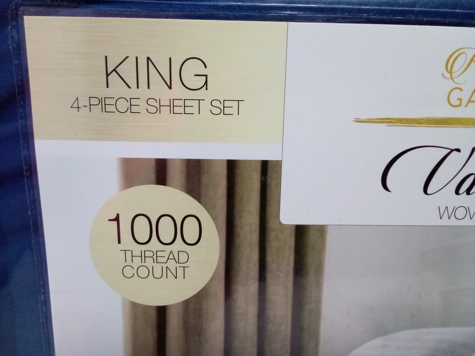 KENSINGSTON GARDEN Valencia Light Blue Striped 1000 Thread Count King Sheet Set gallery