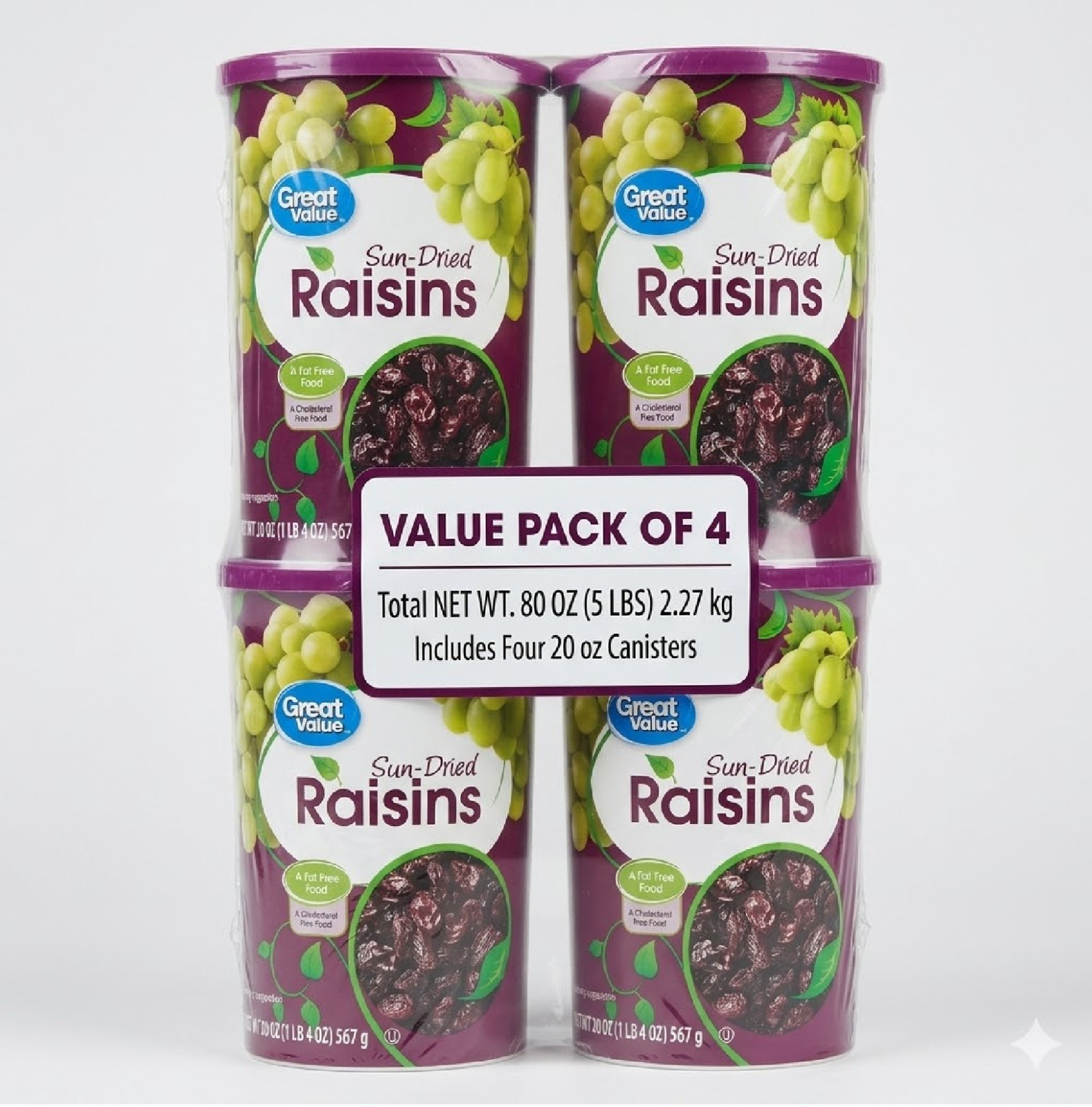 (4 pack) Great Value Sun-Dried Raisins Canister, 20 oz (1lb 4oz) 567g.. gallery