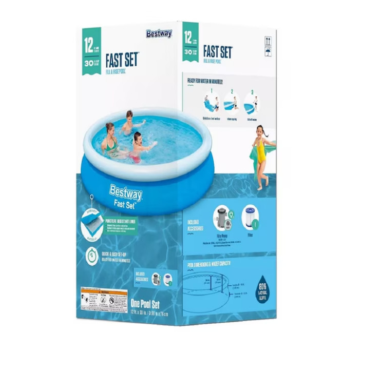 Bestway Fast Set 12ft X 30in Round Inflatable Pool Set gallery